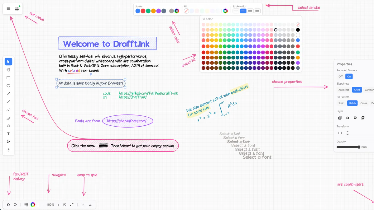 drafft-ink: whiteboard vô hạn mã nguồn mở, viết bằng Rust + WebGPU, self-host 1 binary