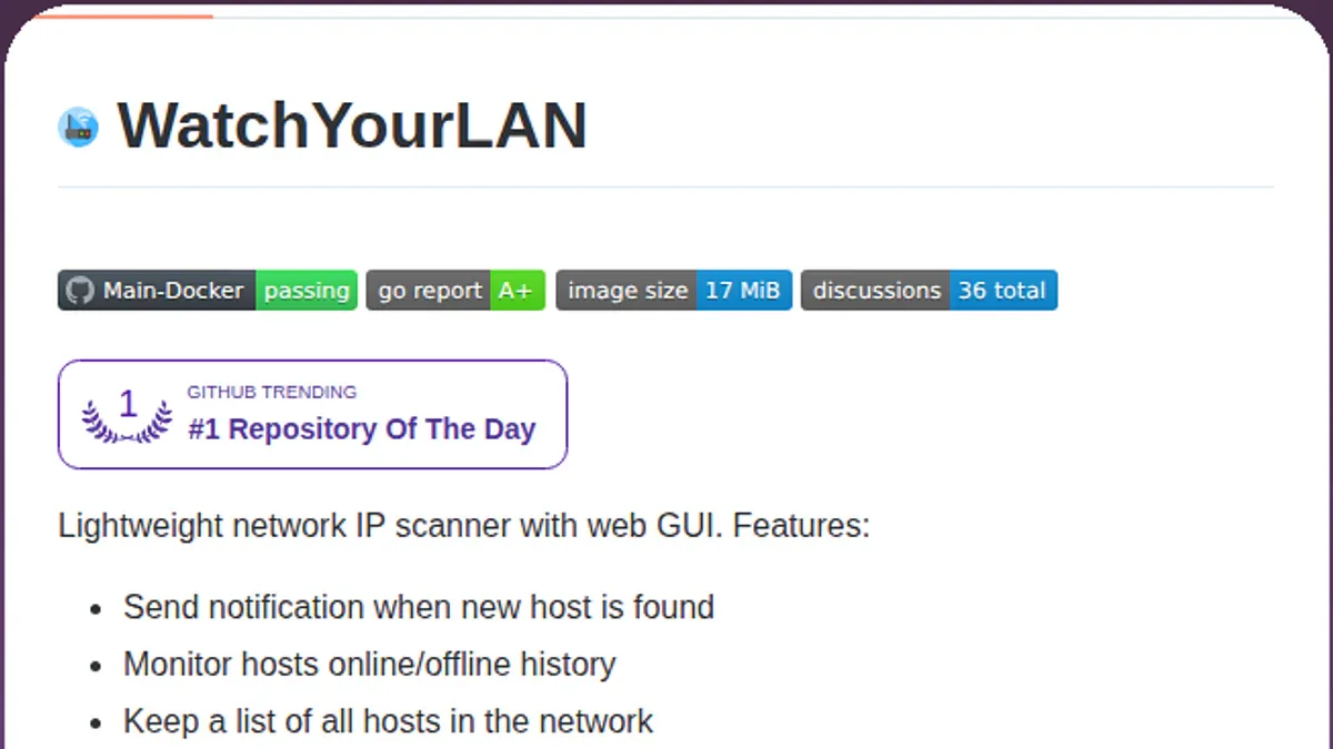 WatchYourLAN: Quét mạng LAN với dashboard đẹp như mơ