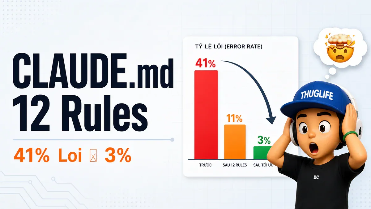 12 Rules CLAUDE.md: Từ 41% Lỗi Xuống 3% sau 30 Codebase