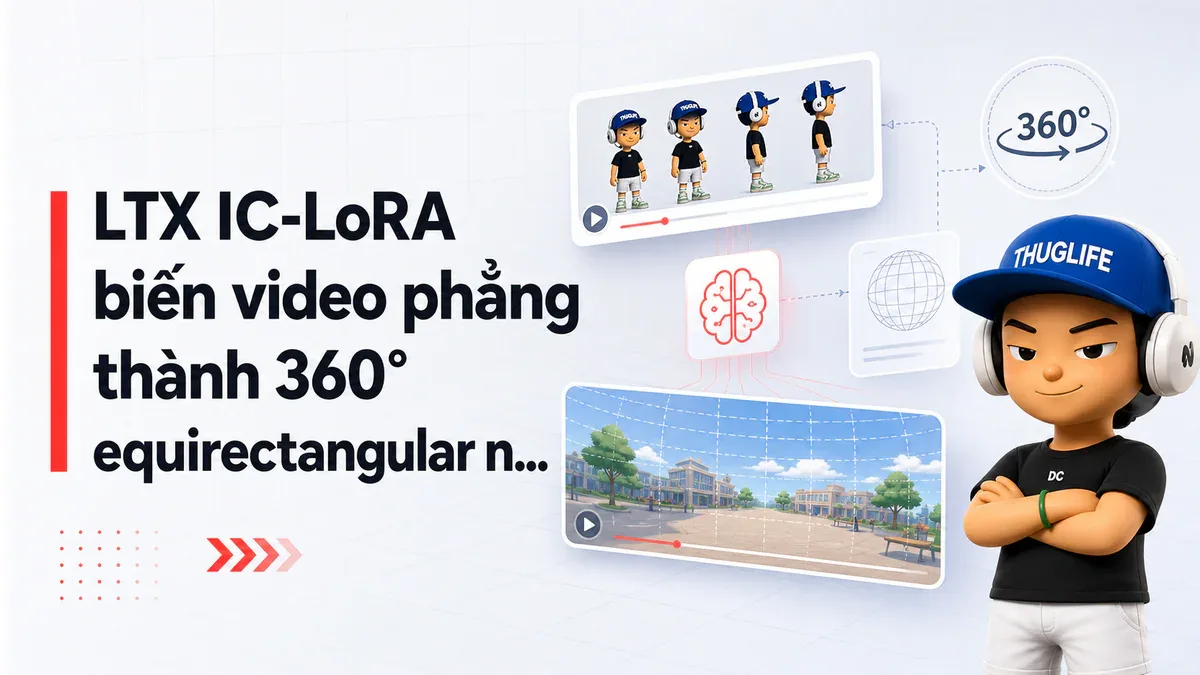 LTX IC-LoRA biến video phẳng thành 360° equirectangular ngay trong ComfyUI