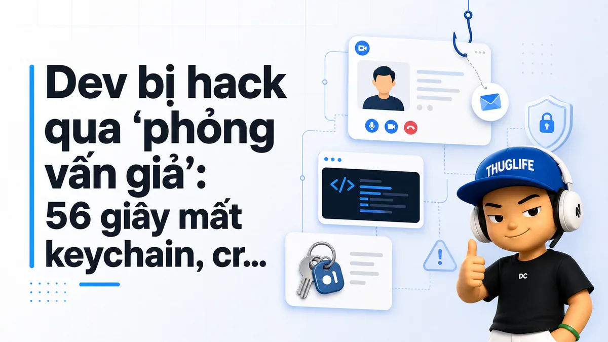 Dev bị hack qua "phỏng vấn giả": 56 giây mất keychain, crypto, 634 password