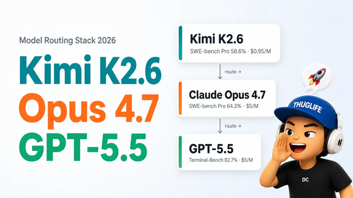 Kimi K2.6 + Opus 4.7 + GPT-5.5: Bộ ba cheat code AI của tháng 4/2026