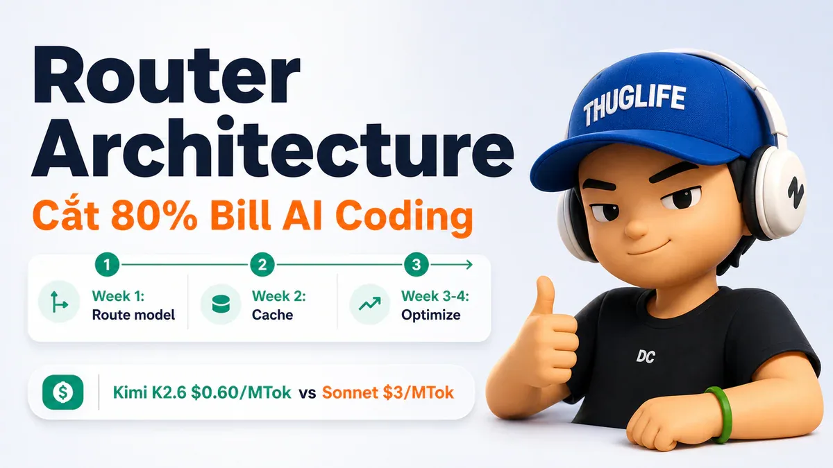Router architecture và 30-day plan để cắt 80% hóa đơn AI coding - kinh nghiệm thực tế