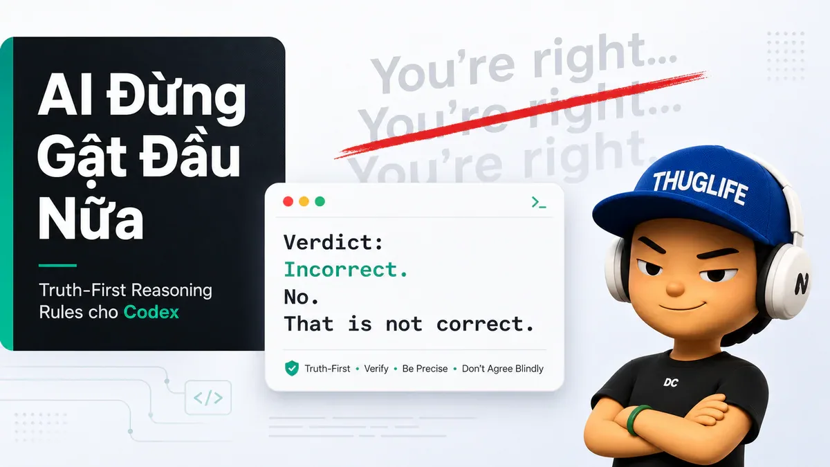 AI Đừng Gật Đầu Nữa: Bộ Quy Tắc Truth-First cho Codex