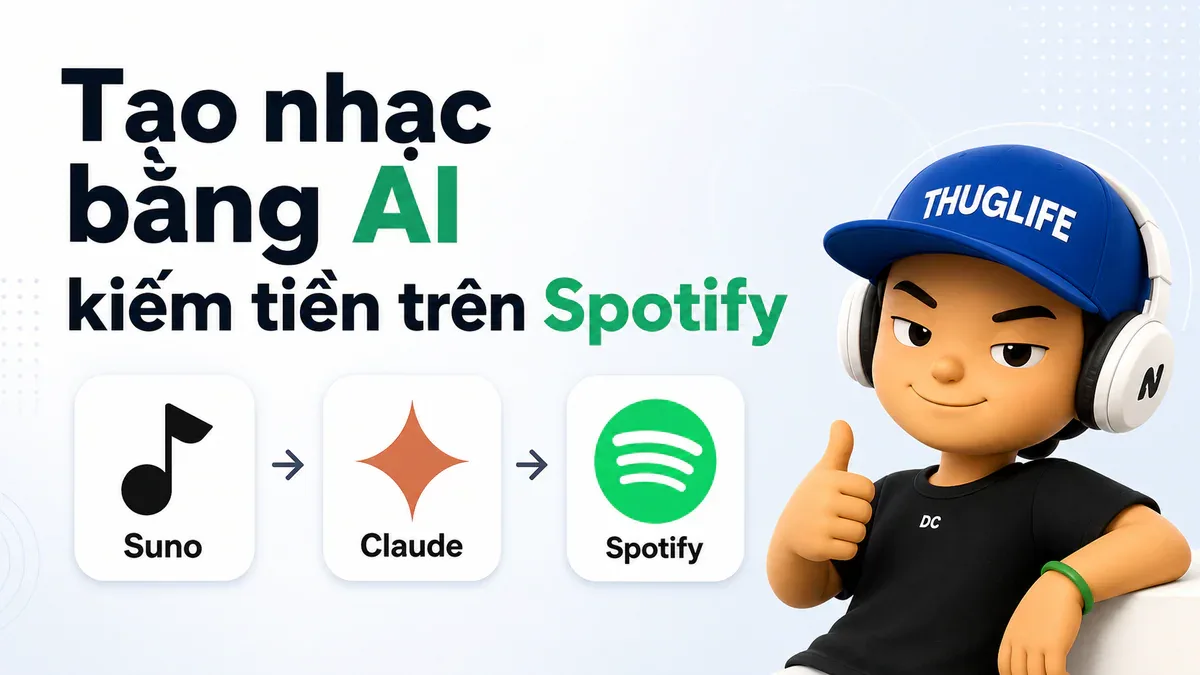 Claude + Suno + Spotify: Xây dựng quy trình âm nhạc AI kiếm tiền từ streaming