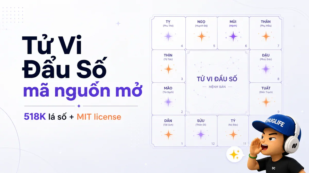 ziwei-doushu: engine Tử Vi Đẩu Số mã nguồn mở với 518K mẫu lá số